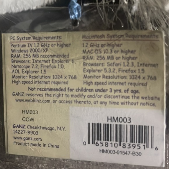 WEBKINZ Ganz COW HM003 w/hang & but Tag No Code plush stuffed animal - Picture 9 of 13